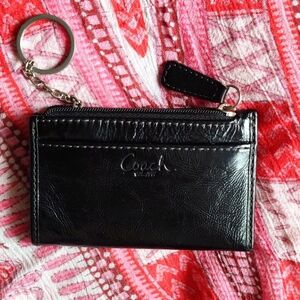 Vintage Coach Leather Black Coin Purse 4 1/2 x 3"